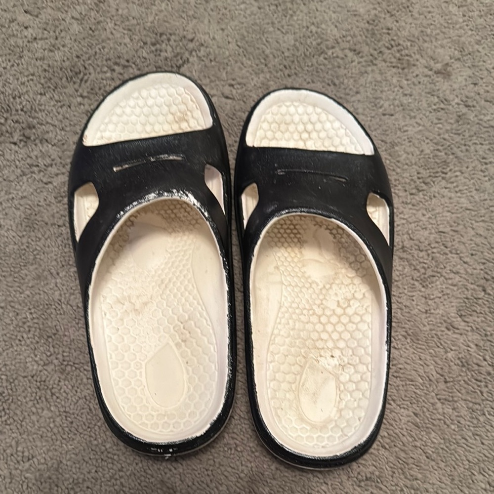 Black and White Slide Sandals